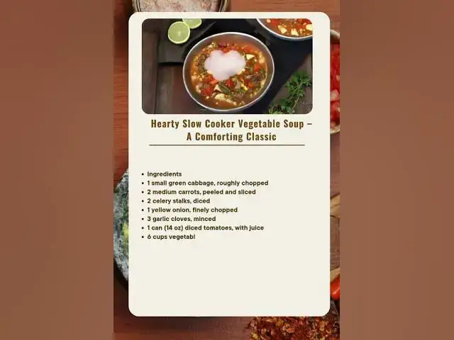 'Video thumbnail for Hearty Slow Cooker Vegetable Soup – A Comforting Classic #recipevideos #food #shorts'