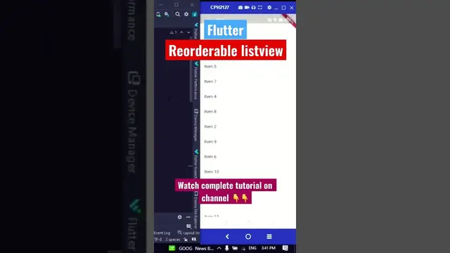 'Video thumbnail for Flutter reorderable listview #shorts #short #flutter #fluttertutorial #dart #flutterwidgets'