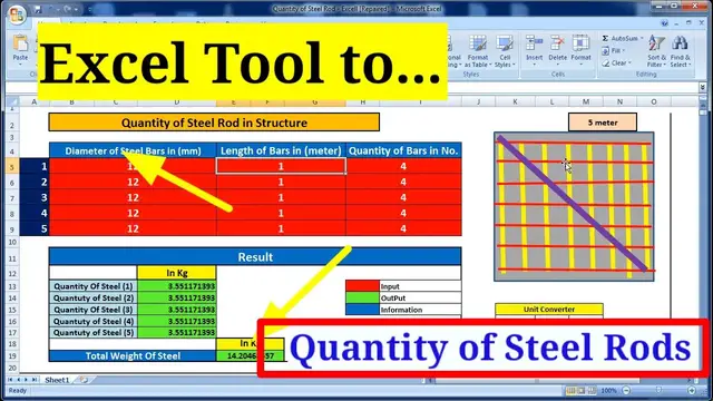 'Video thumbnail for Excell-Sheet Tool to calculate Quantity of steel Rod in slab, column, beam | Civil Concept'