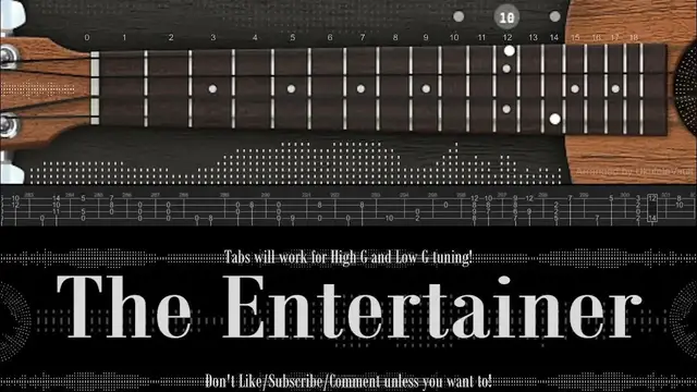 'Video thumbnail for "The Entertainer" Fingerstyle Ukulele Tabs | Scott Joplin Ragtime | Learn or Listen!'