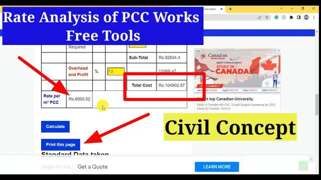 'Video thumbnail for Rate Analysis of PCC Works free Tool | Civil Concept'