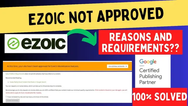 'Video thumbnail for Ezoic Not Approving Single Page And Tool Website Why?? | Ezoic Approval Requirements 2023'