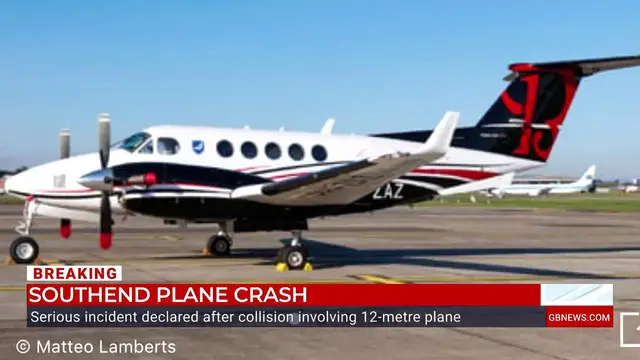 'Video thumbnail for Southend Airport crash: Watch the moment smoke and flames rise over tarmac after fireball eruption'