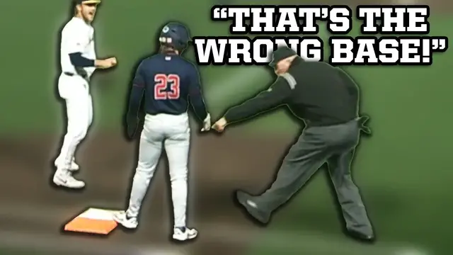 'Video thumbnail for Runner tagged out while stepping on the wrong base, a breakdown'
