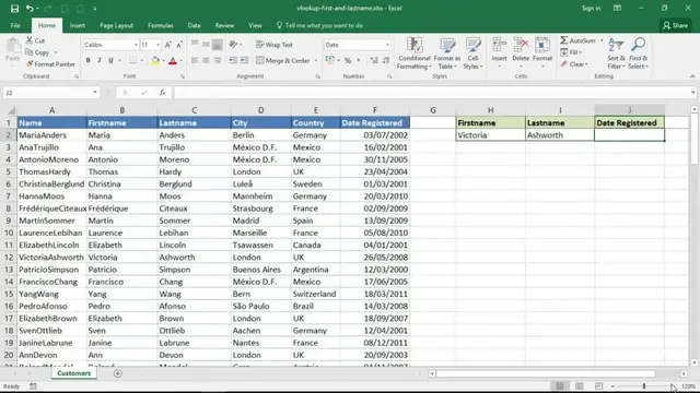 'Video thumbnail for Excel VLOOKUP First and Lastname - VLOOKUP Multiple Columns'