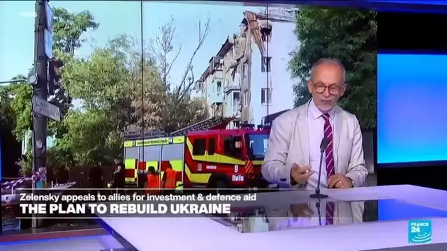 'Video thumbnail for The plan to rebuild Ukraine: Zelensky appeals to allies for investments'