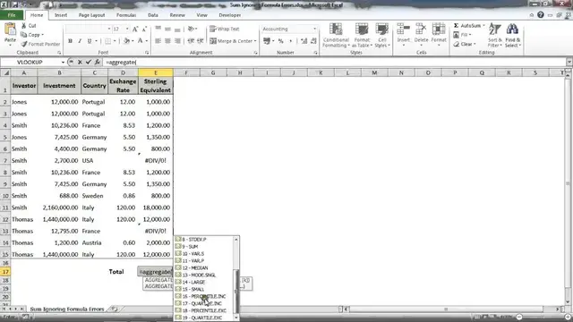 'Video thumbnail for Sum Values Whilst Ignoring Formula Errors'