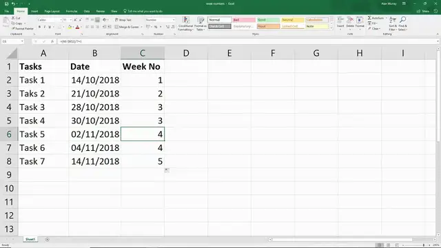 'Video thumbnail for Excel Formula - Find the Week Number from any given Date'
