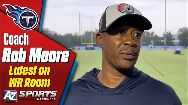 'Video thumbnail for Titans WR coach Rob Moore discusses the state of the WR room at training camp'