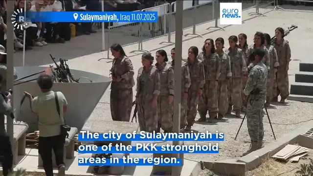 'Video thumbnail for PKK militants in Iraq begin laying down arms as part of peace process with Turkey'