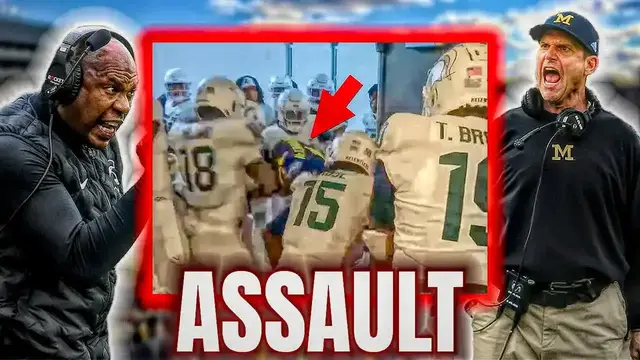'Video thumbnail for Michigan State players fight and jump multiple Michigan players (WHAT HAPPENED)Multiple suspensions.'