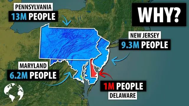'Video thumbnail for Why So Few Americans Live In Delaware As Compared To Pennsylvania, Maryland, or New Jersey'