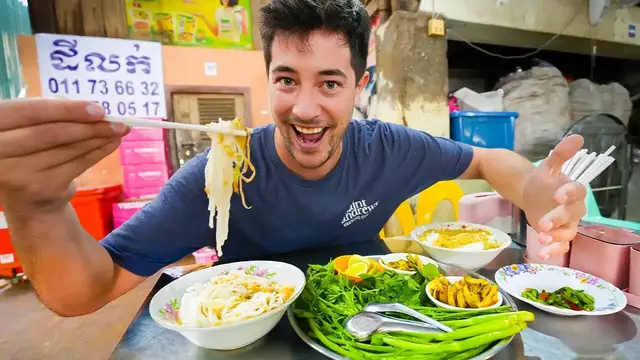 'Video thumbnail for 24 Hours of CAMBODIAN STREET FOOD in Phnom Penh!! KHMER Noodles + BEST Breakfast in Cambodia!'
