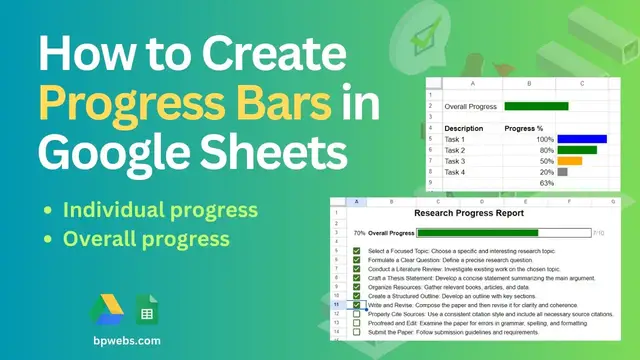 'Video thumbnail for How to create progress bars in Google Sheets'