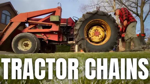 'Video thumbnail for Homesteader's Day in the Life: Chaining Tractor Tires'