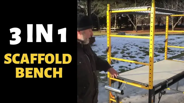 'Video thumbnail for 3-in-1 Scaffold Bench, Storage Shelf & Woodworking Mitre Saw Station  - Bailey Line Life #5'