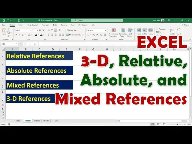 'Video thumbnail for Excel Cell References: Relative, Absolute, Mixed, and 3D References Explained'