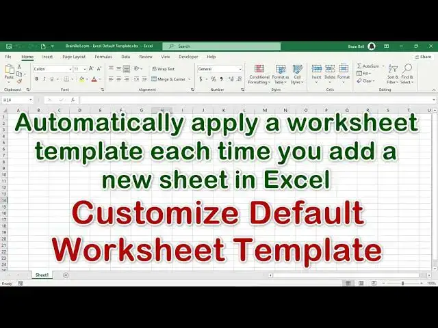 'Video thumbnail for Default Worksheet Template: Setting Up Worksheet Template in Excel'