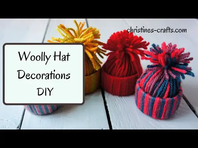 'Video thumbnail for HOW TO MAKE A MINI YARN HAT CHRISTMAS DECORATION - Super Easy way to use up yarn scraps'