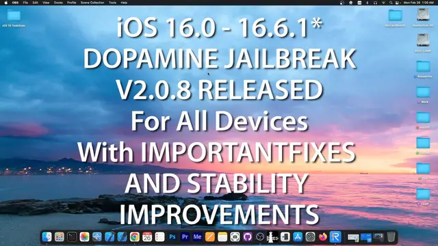 'Video thumbnail for IMPORTANT! iOS 15 - 16.6.1 DOPAMINE JAILBREAK (ALL DEVICES) v2.0.8 RELEASED With Major Bug Fixes'
