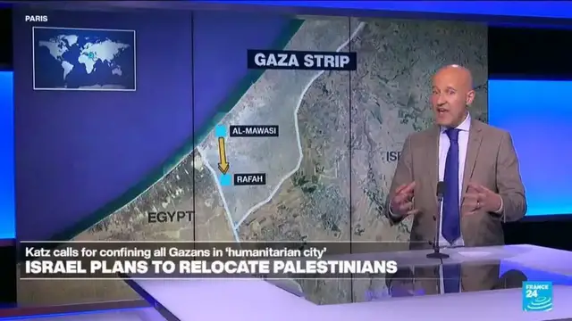 'Video thumbnail for Israel's Katz calls for confining all Gazans in 'humanitarian city''