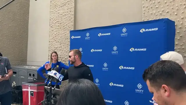 'Video thumbnail for Los Angeles Rams HC Sean McVay on Matthew Stafford'