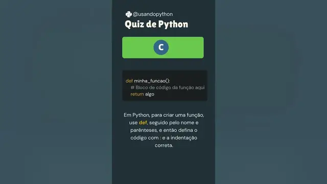'Video thumbnail for Quiz #19 programação Python #shorts #python'