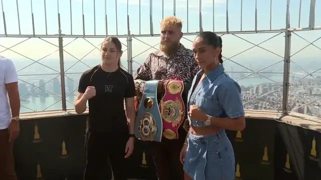 'Video thumbnail for Amanda Serrano and Katie Taylor face off at Empire State Building under watchful eye of Jake Paul'