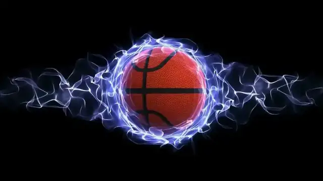 'Video thumbnail for Basket ball in blue abstarct particles Loop'