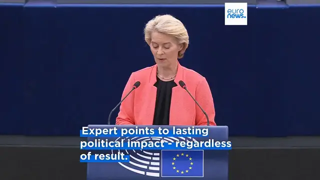 'Video thumbnail for EU Parliament censure vote leaves von der Leyen weakened, even in victory'