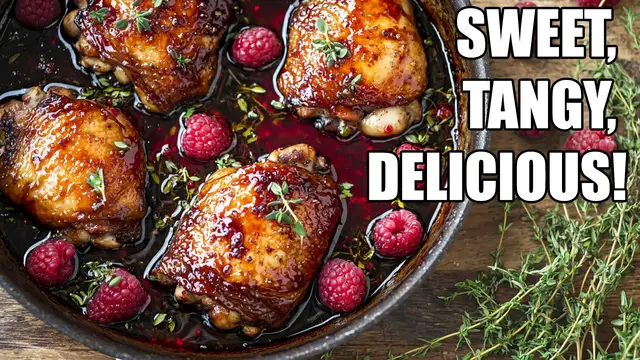 'Video thumbnail for Raspberry Balsamic Chicken Thighs – Sweet, Tangy, and Irresistible!'