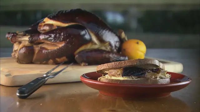 'Video thumbnail for Orange-Brined Turkey with Orange Mayo Sandwich Sauce'