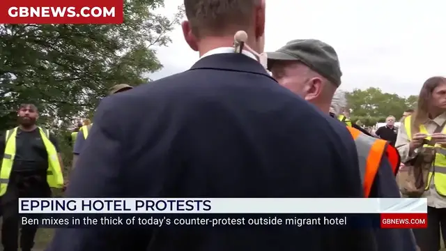 'Video thumbnail for WATCH: Left-wing demonstrators hurl abuse at Ben Leo outside Epping migrant hotel'