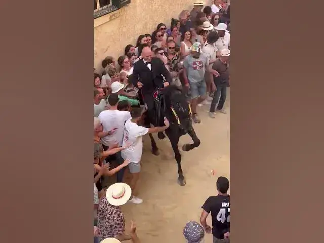 'Video thumbnail for Michael Douglas at the 'spectacular' running of the horses at the San Joan festival'