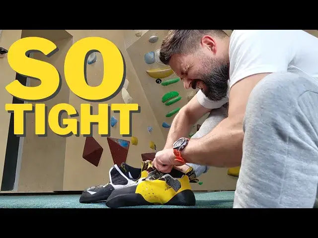 'Video thumbnail for Complete Beginner Tries Aggressive Tight Pro Climbing Shoes'