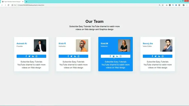 'Video thumbnail for How To Make A Team Section On website Using HTML And CSS _ Website Design Tutorial'