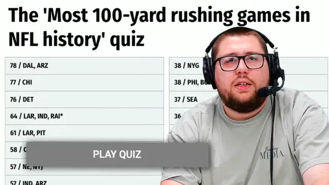 'Video thumbnail for Can we name the MOST 100- yard rushers in NFL history?'