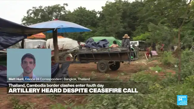 'Video thumbnail for Thai-Cambodia border clashes continue despite Trump's ceasefire call'