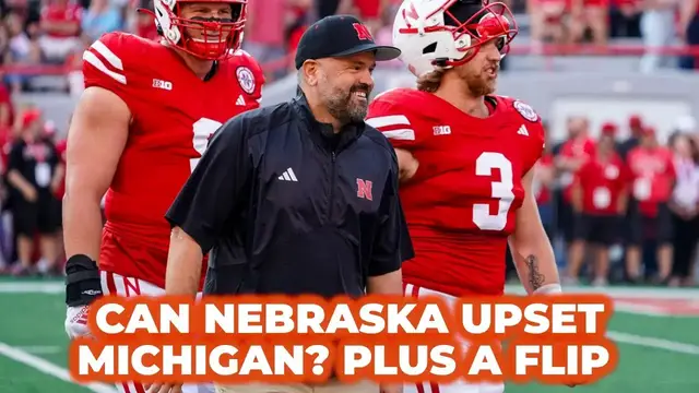 'Video thumbnail for Can Nebraska football upset Michigan? Plus thoughts on an in-state flip for Huskers'