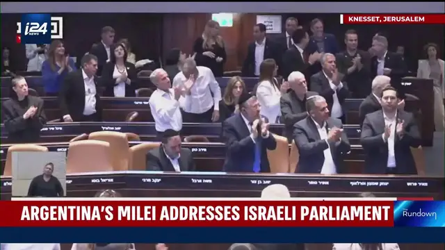 'Video thumbnail for Argentina's Milei addresses Israeli Parliament'