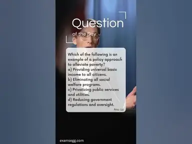 'Video thumbnail for Which of the following is an example of a policy approach to alleviate poverty?'