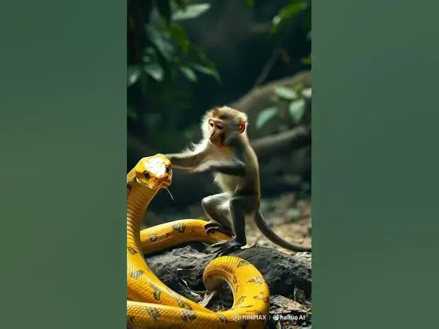 'Video thumbnail for Little Monkey vs Yellow Snake #monkey #monkeyvideo #snake #snakevideo'