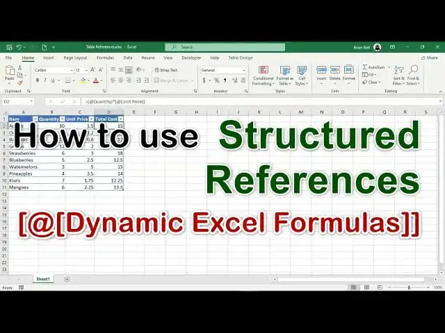 'Video thumbnail for How to Use Structured References in Excel: Table, Column, and Item Specifiers'