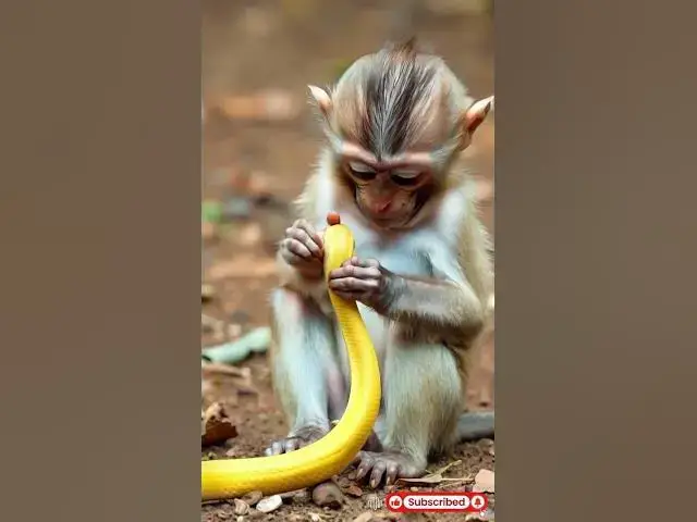 'Video thumbnail for 15 Days Old Monkey Playing With Snake #babymonkey #monkeyvideo #monkeyvssnake #snakevideo'