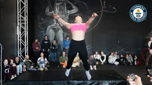 'Video thumbnail for Charli Meath breaks records in aerial hoop feats'