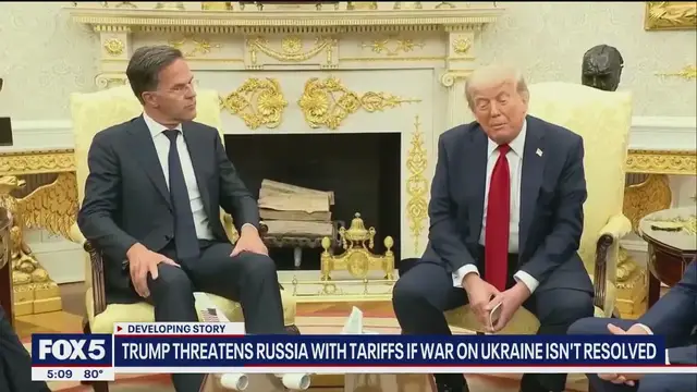 'Video thumbnail for 'We are very unhappy': Trump threatens Russia with tariffs'