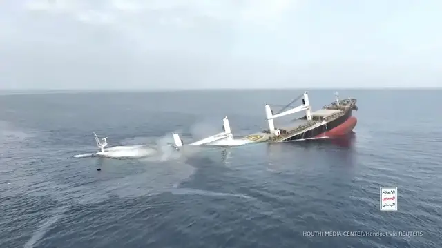 'Video thumbnail for Videos show Houthi rebels sinking cargo ships in back-to-back strikes'