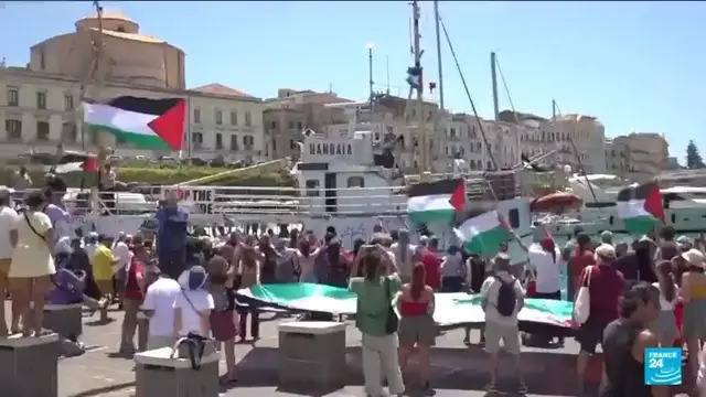 'Video thumbnail for New Gaza-bound aid boat leaves Italy'