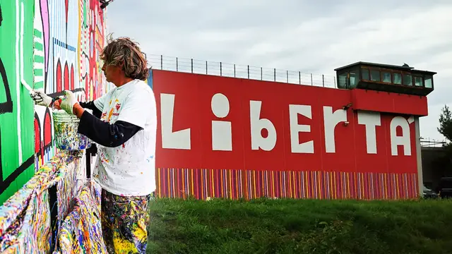 'Video thumbnail for Artist creates brilliant mural on side of a prison'