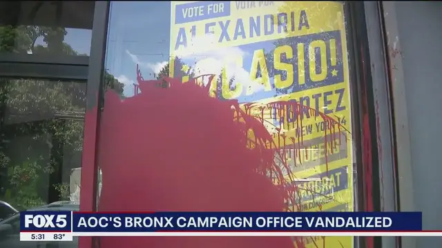 'Video thumbnail for AOC's Bronx campaign office vandalized'